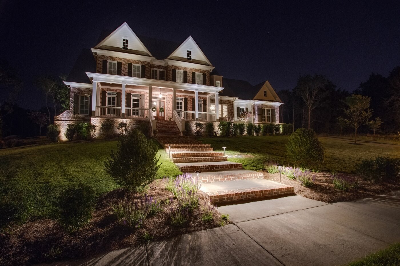 Exterior front residential lighting