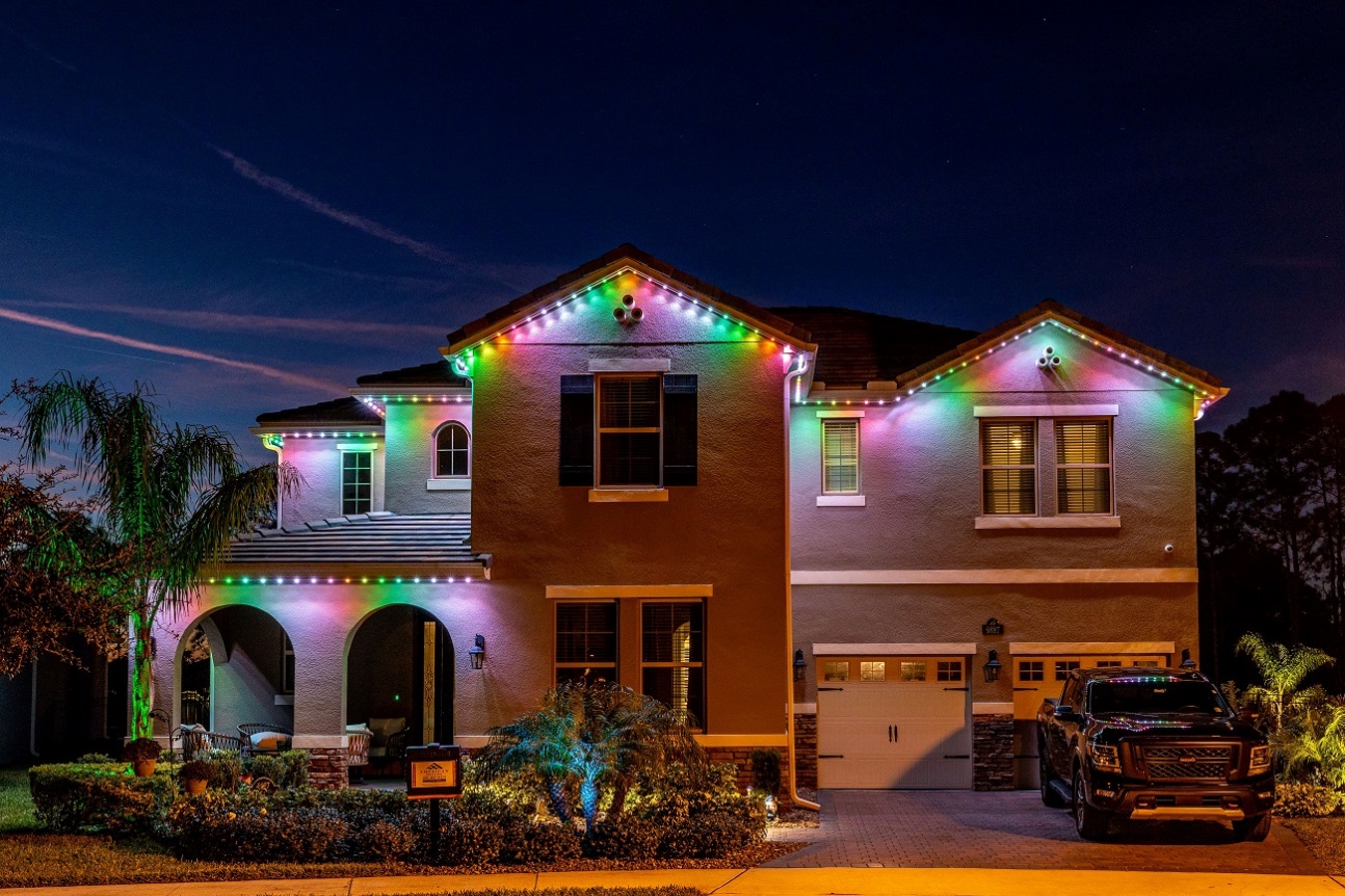 colored rgb roofline lighting in Florida