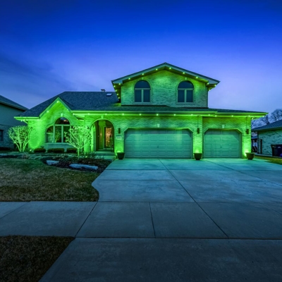 Green Residential Roofline Lighting Photo