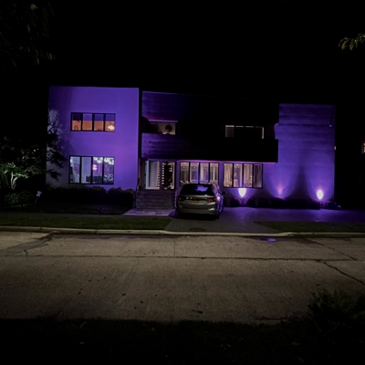 House with color changing lights Photo
