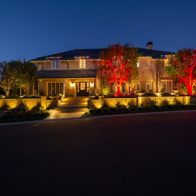 House with color changing lights Photo