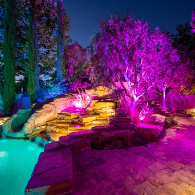 Pool with color changing lighting Photo