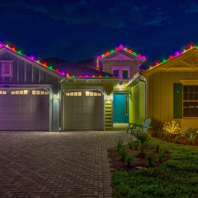 Residential home holiday exterior lights Photo