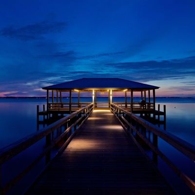 Dock lighting adds safety for your guests after dark.  Photo