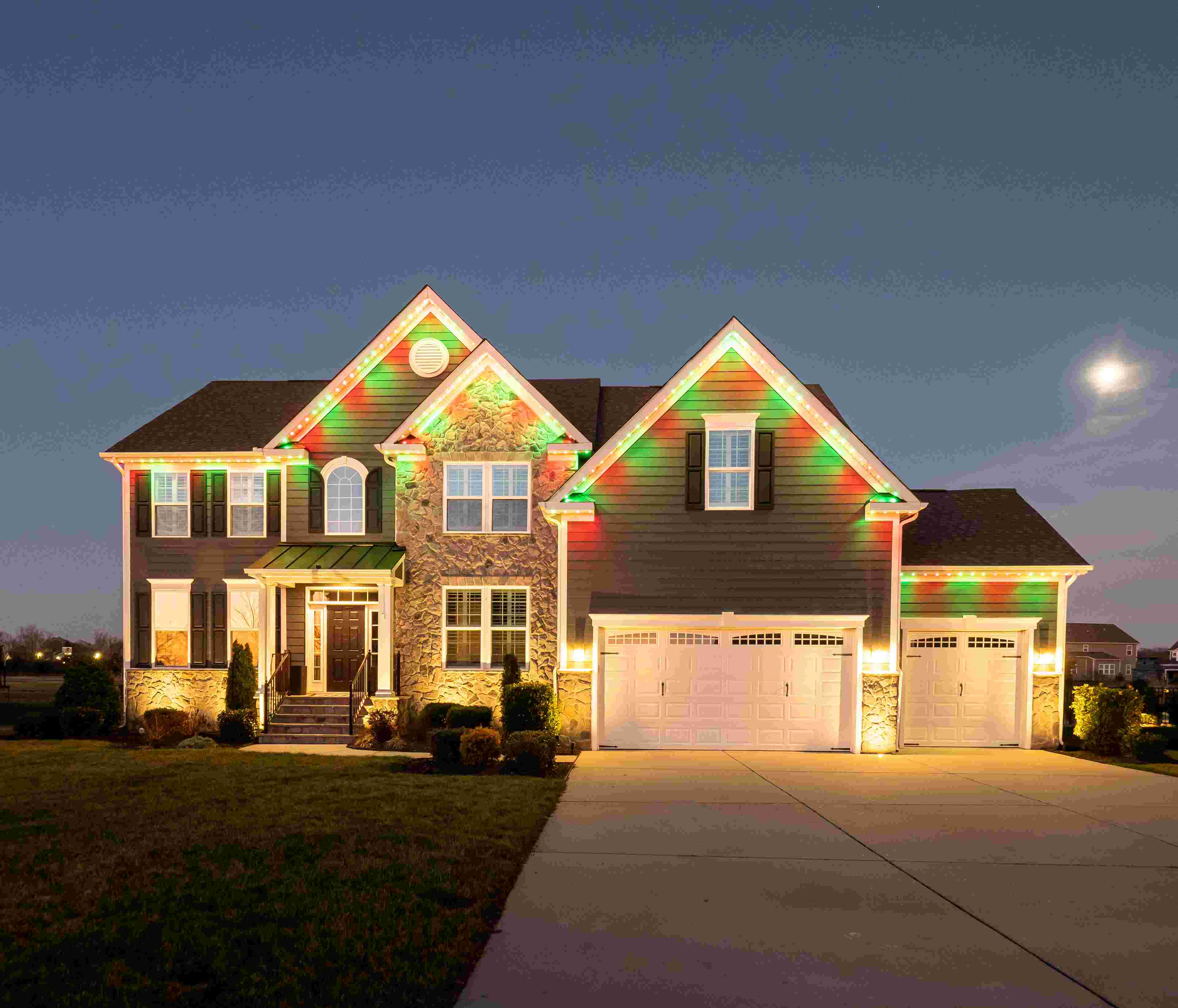 House with red and green light