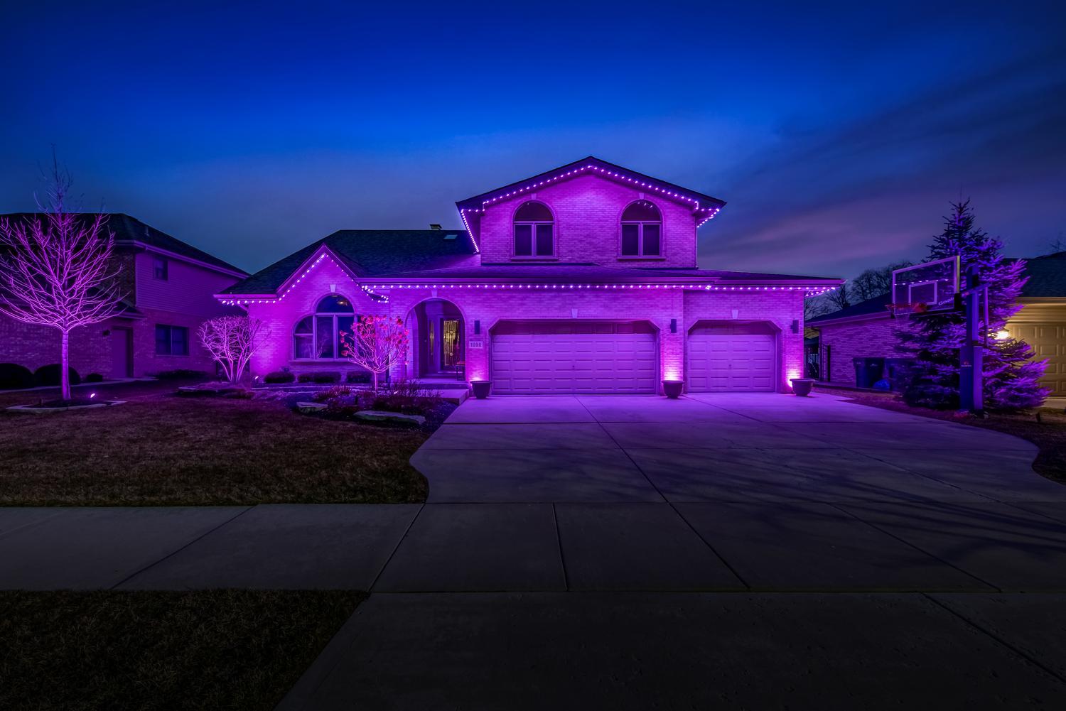 permanent roofline lighting installed in Lake Monticello, VA