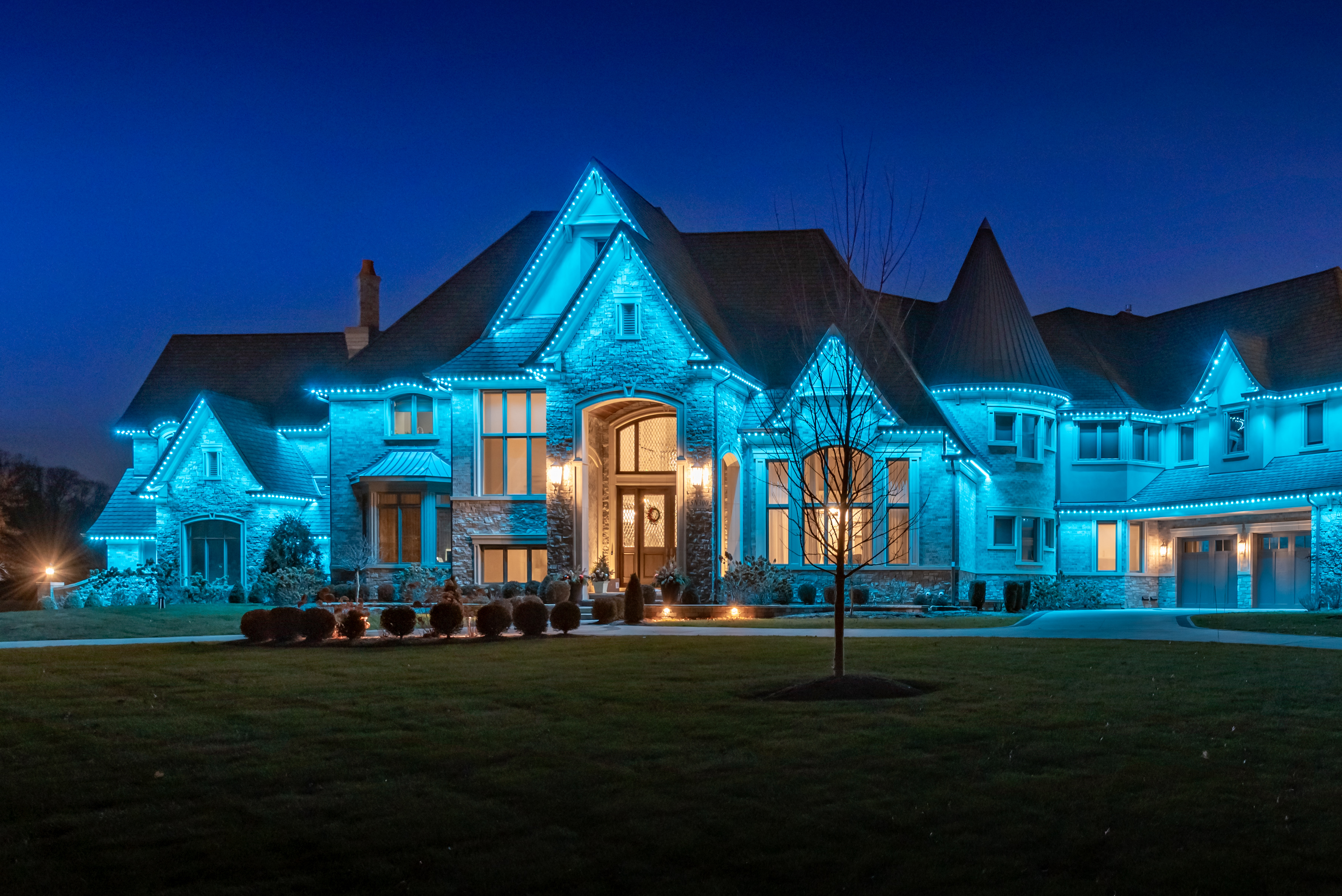 permanent roofline lighting installed in Barracks, VA