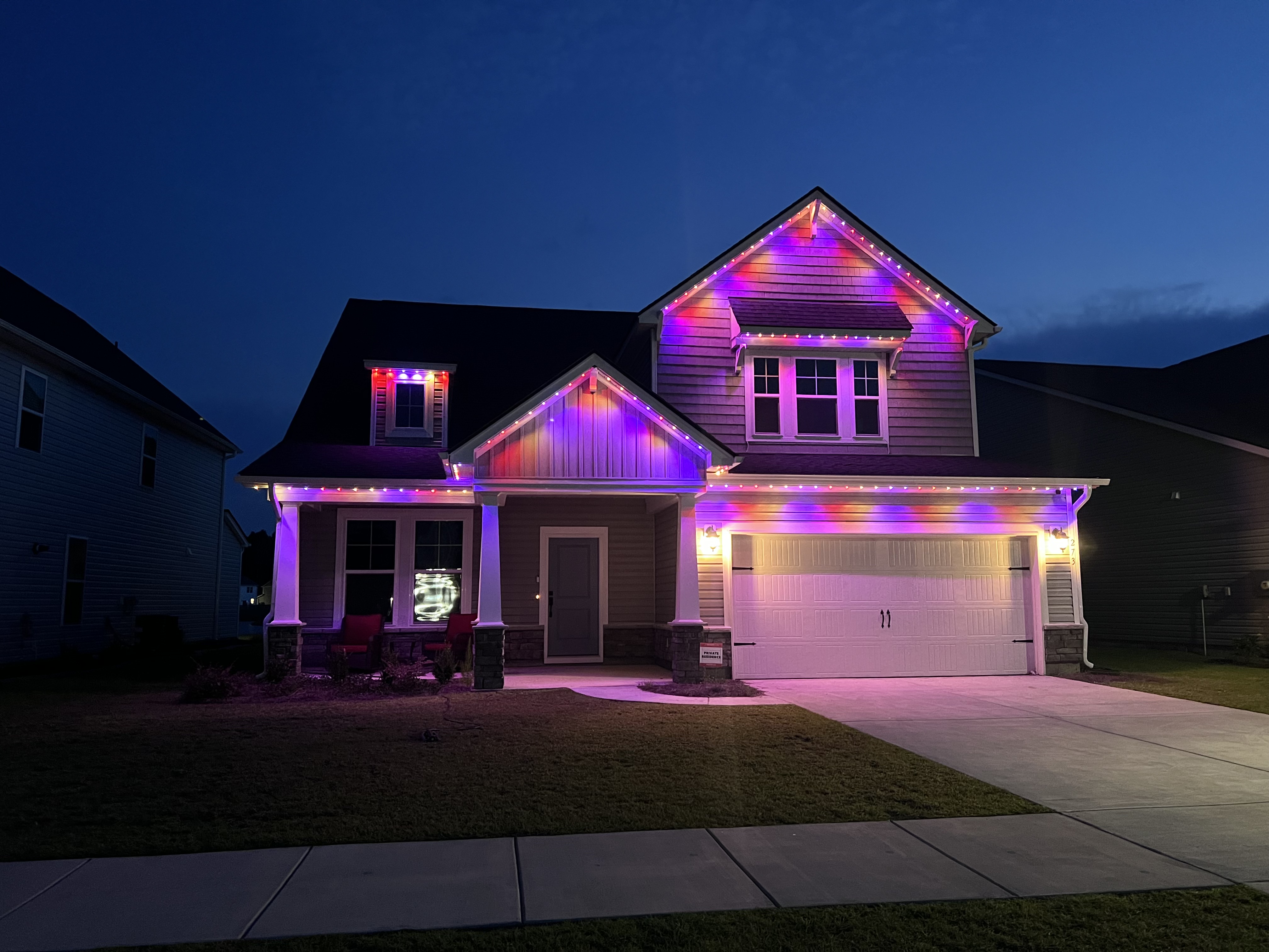 permanent roofline lighting installed in Hopewell, VA
