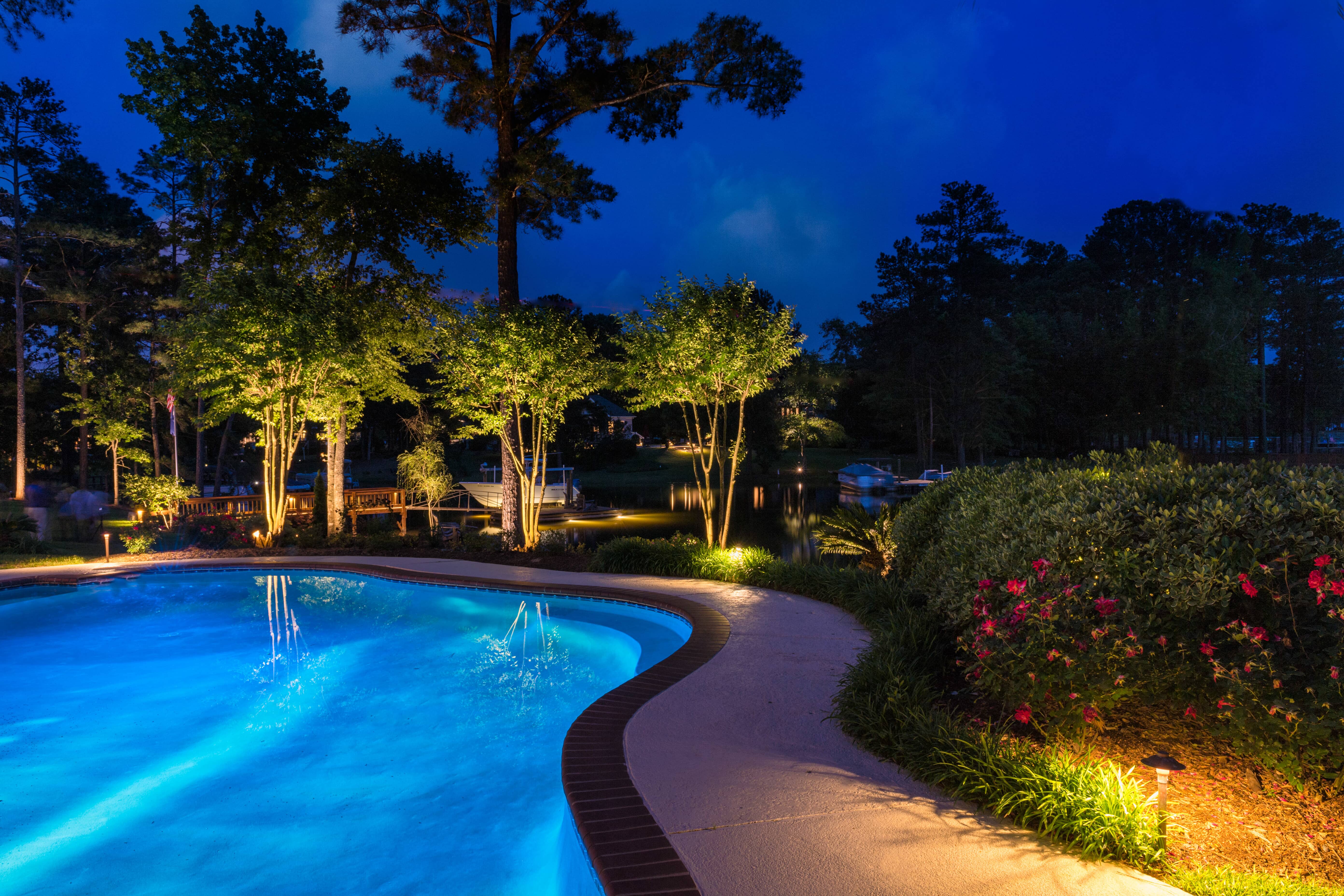 Outdoor pool lights in Henderson home