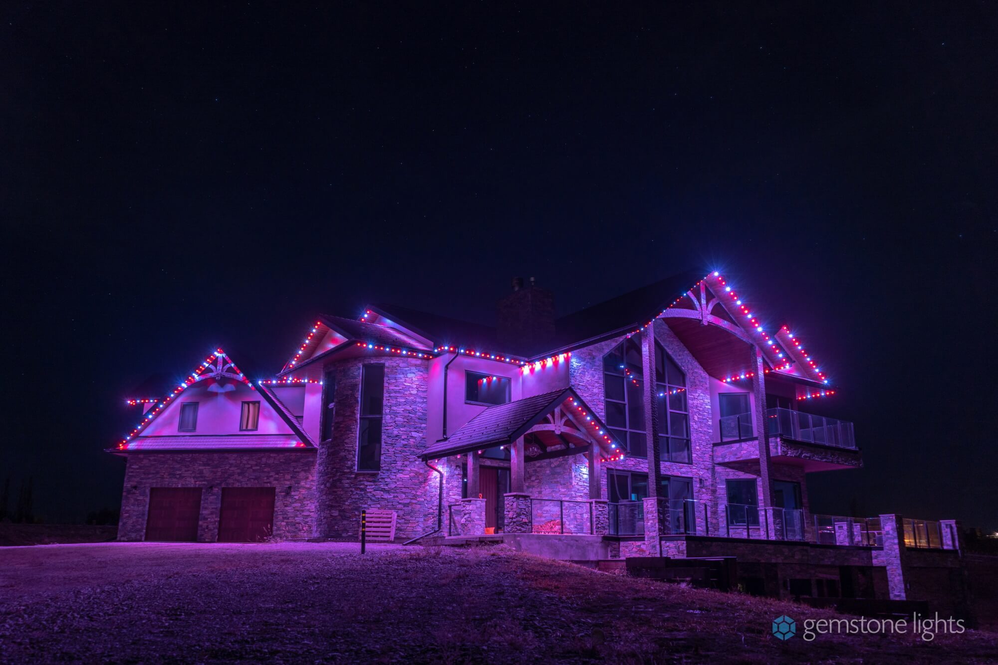 Gemstone permanent holiday lighting installation by Outdoor Lighting Perspectives
