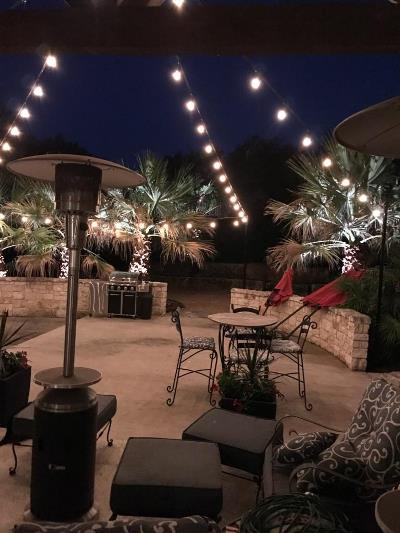 Florida backyard with hanging string lights