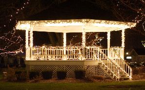 Gazebo with outdoor party lighting