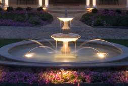 outdoor fountain with landscape lighting in Charleston