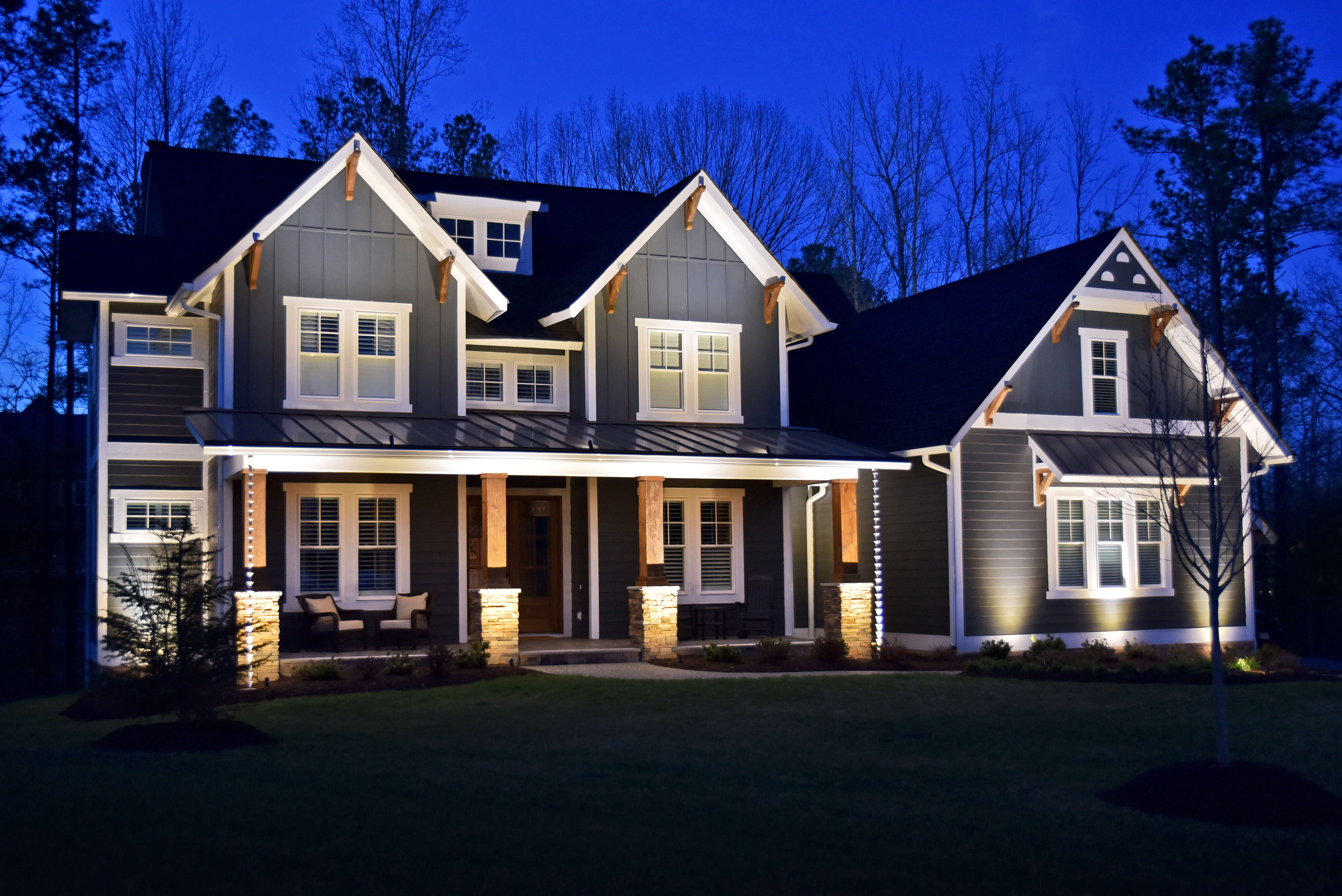 House with landscape lighting installation Montgomery County, PA