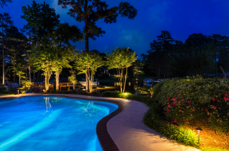 Pool and outdoor landscape lighting installers' work