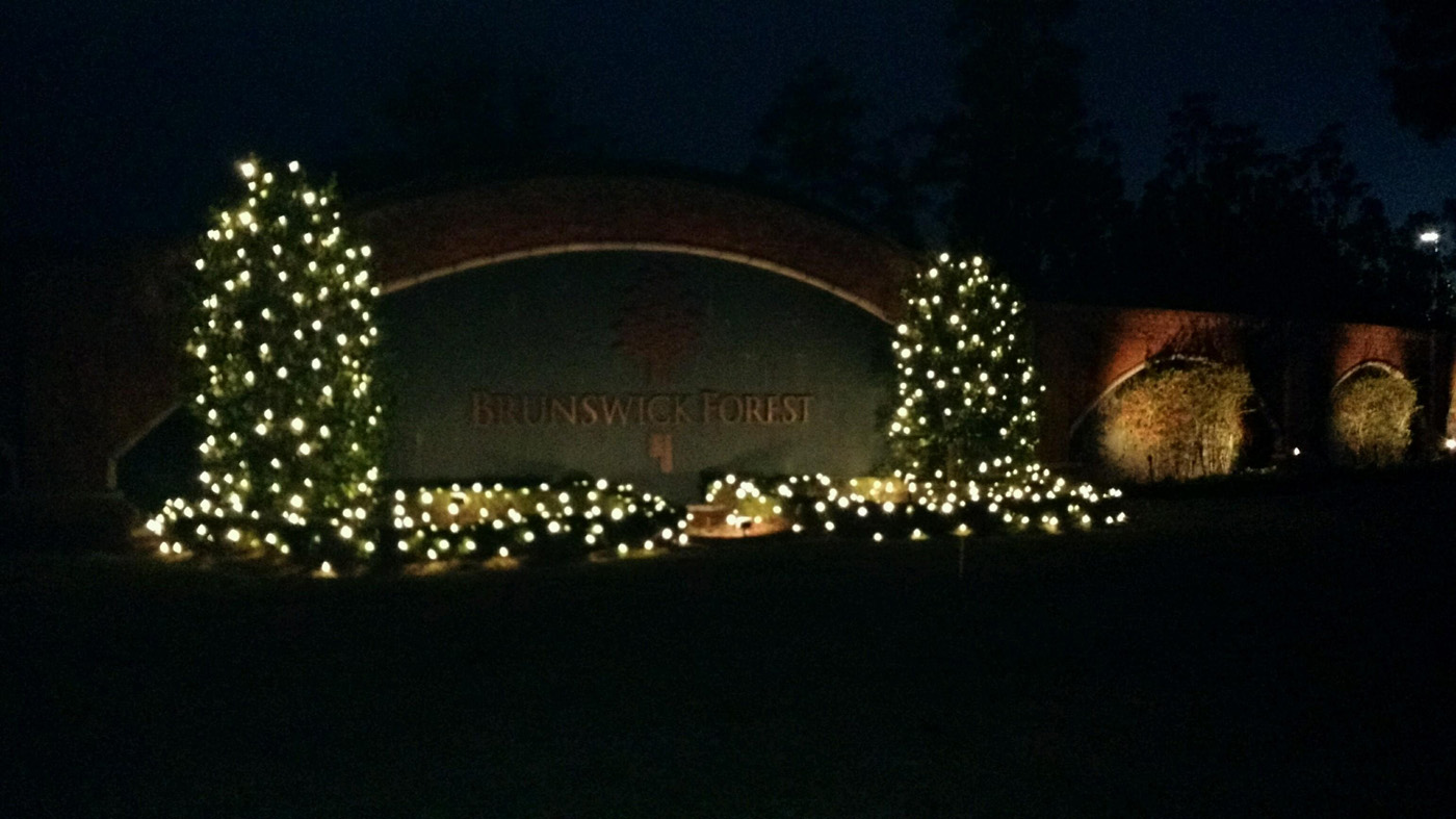 Brunswick Forest illuminated with outdoor lights