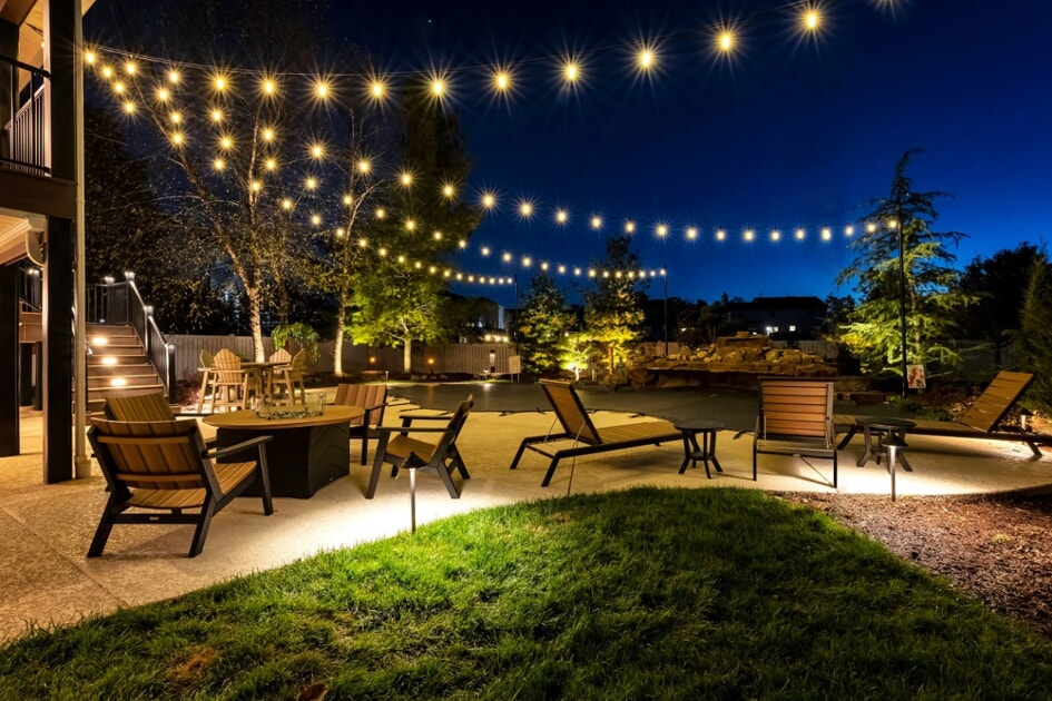 deck and patio string lighting