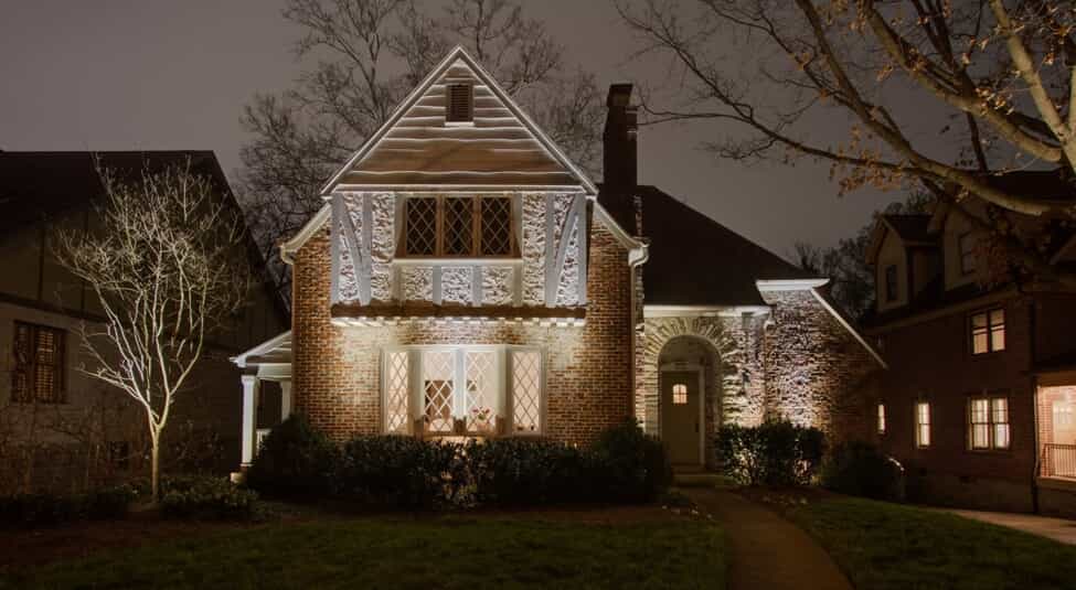 home at night with illumination lighting