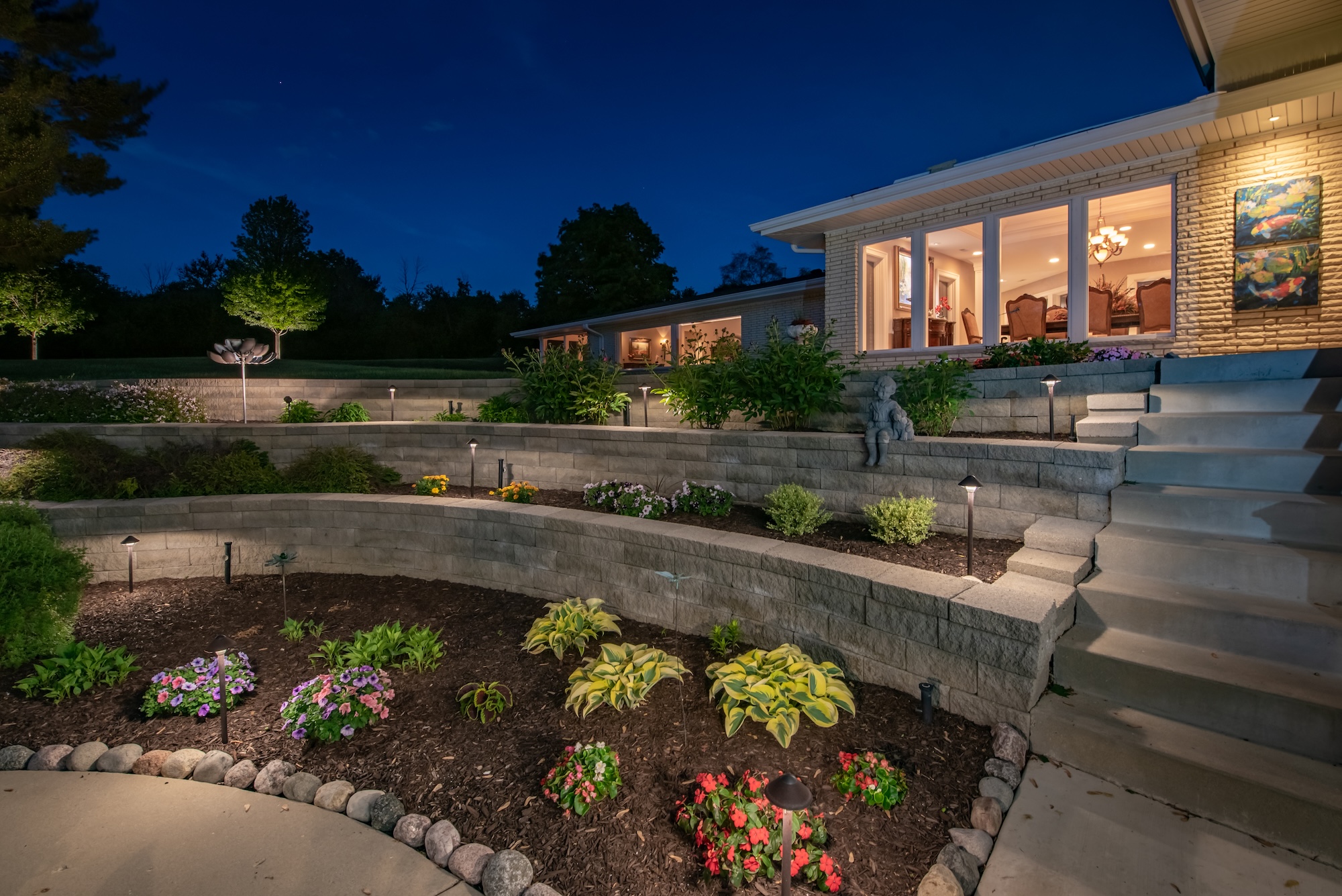 landscape lighting retaining wall chicago il
