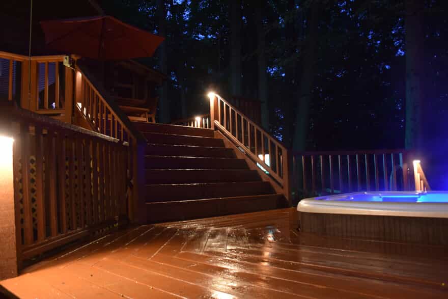Outdoor deck and hot tub