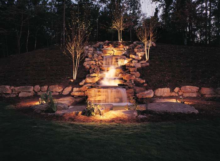 Custom water fountain with lighting
