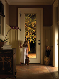 Girl waiting in front of the door
