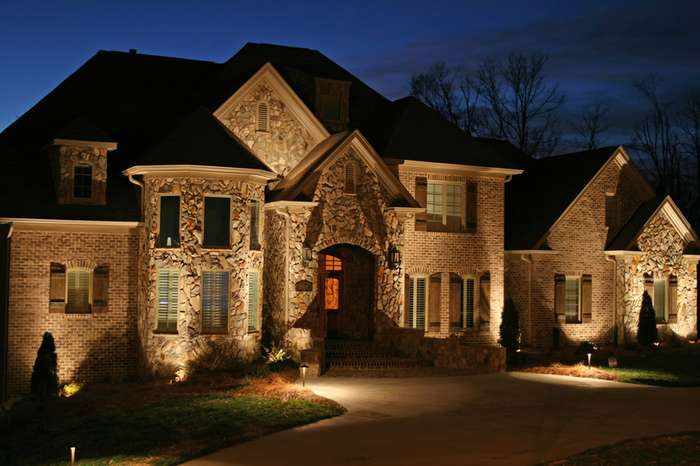 House with outdoor lights