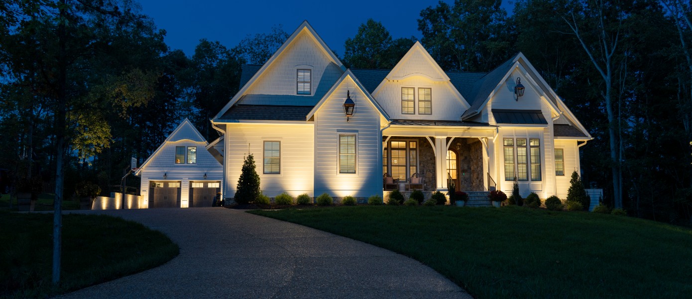 Raleigh home with LED outdoor lights