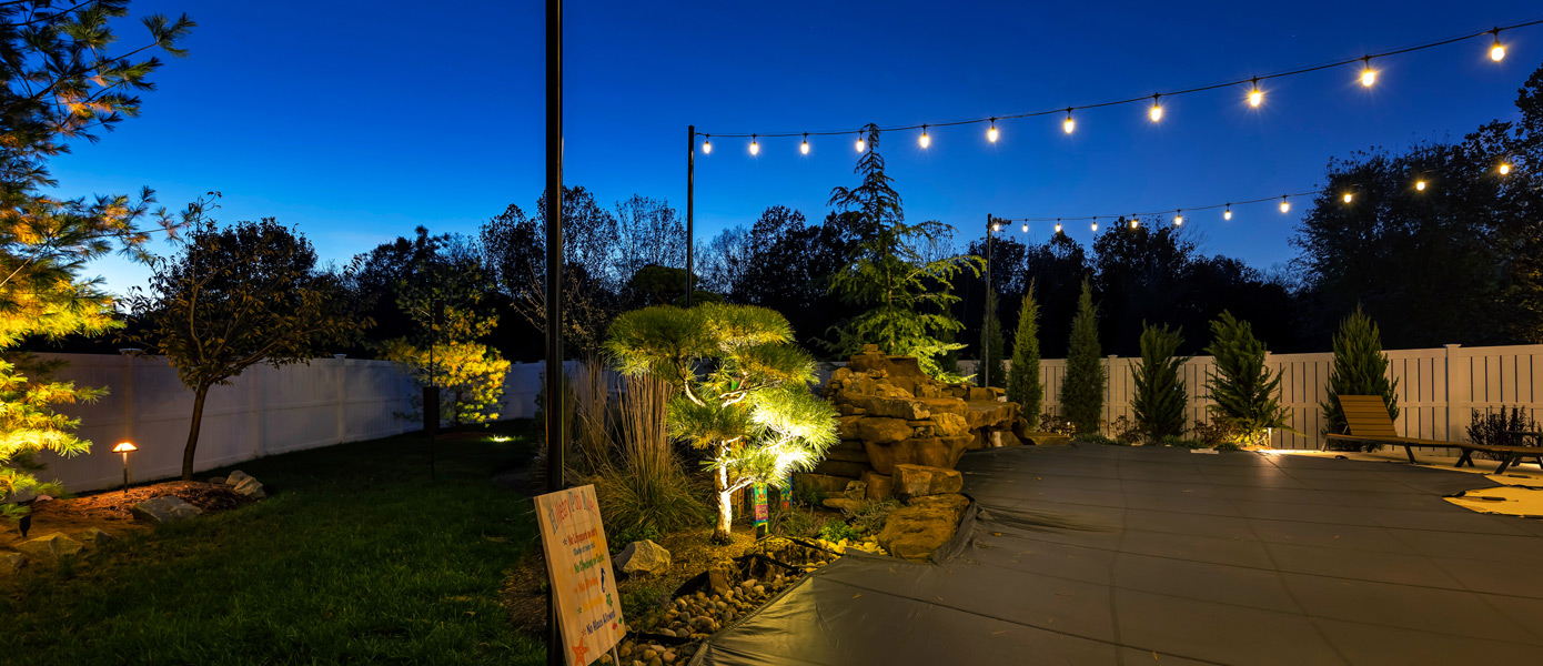festive string patio lighting and outdoor lighting