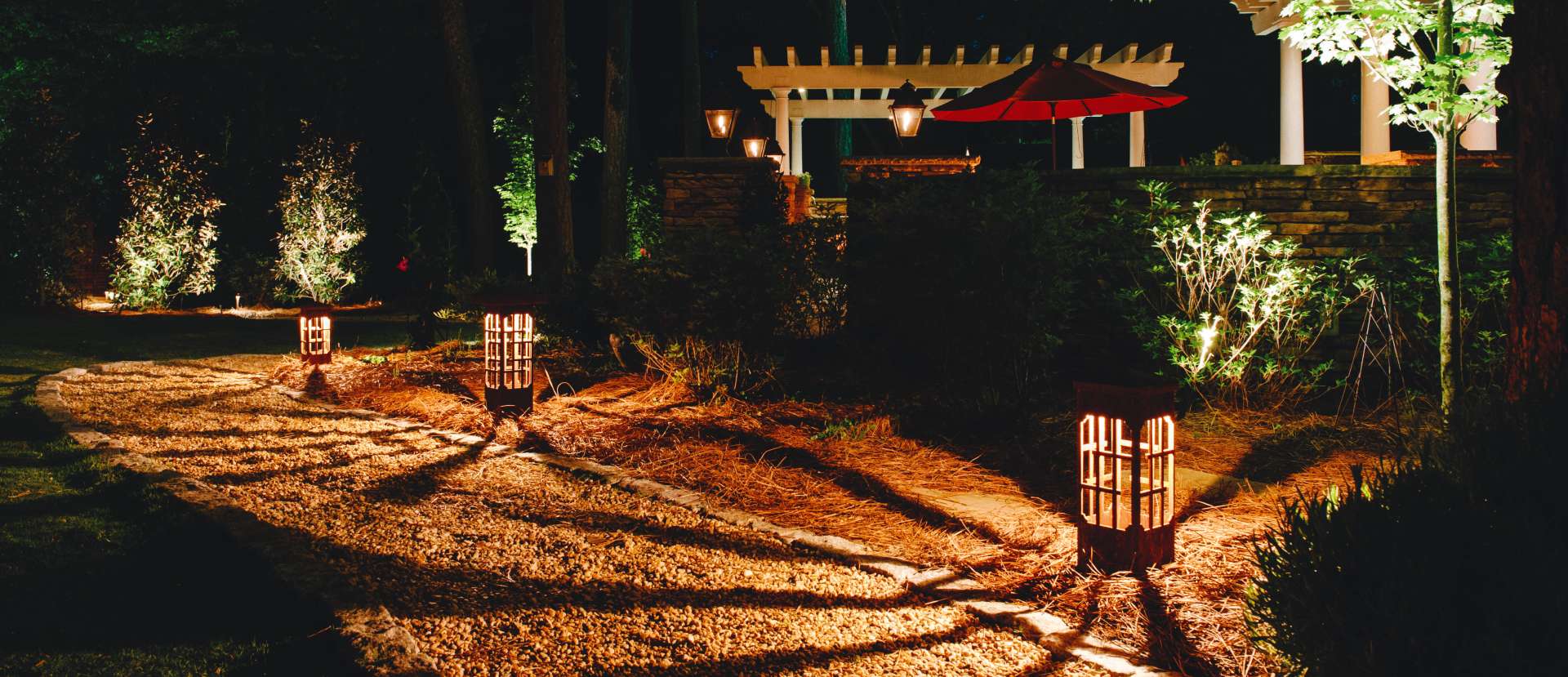 gravel pathway outdoor lighting company in Chapel Hill, NC.