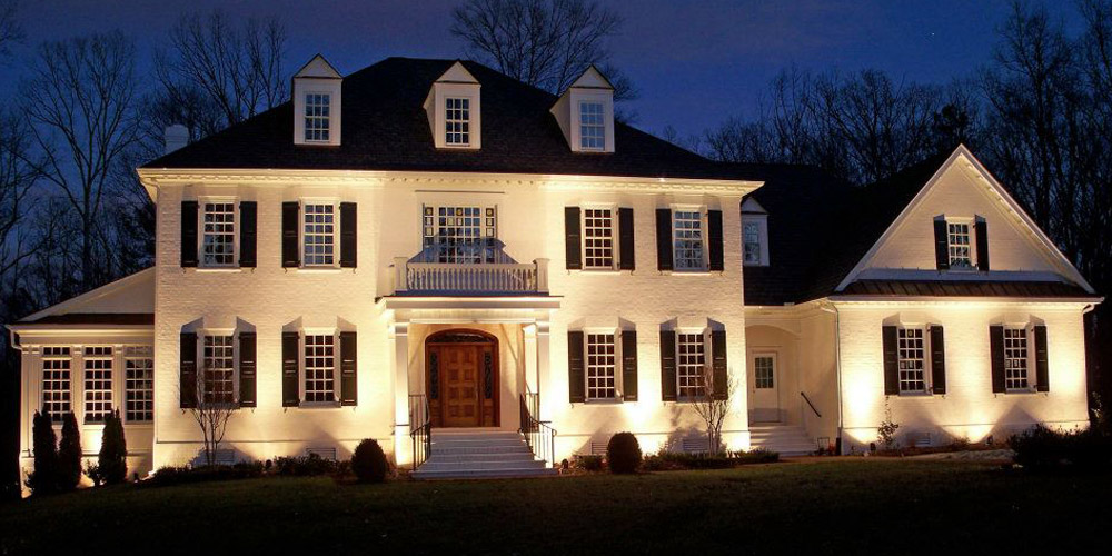 Front of home with special lighting