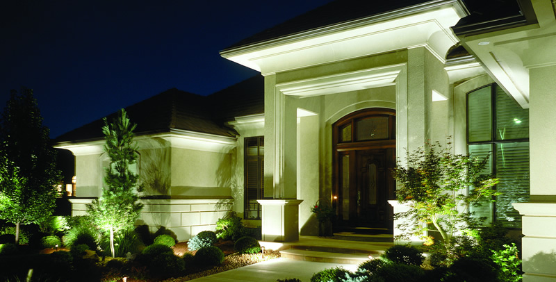 home with uplighting