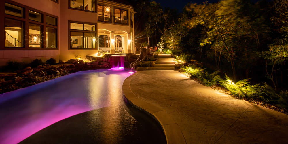 pathway lighting for area around a pool