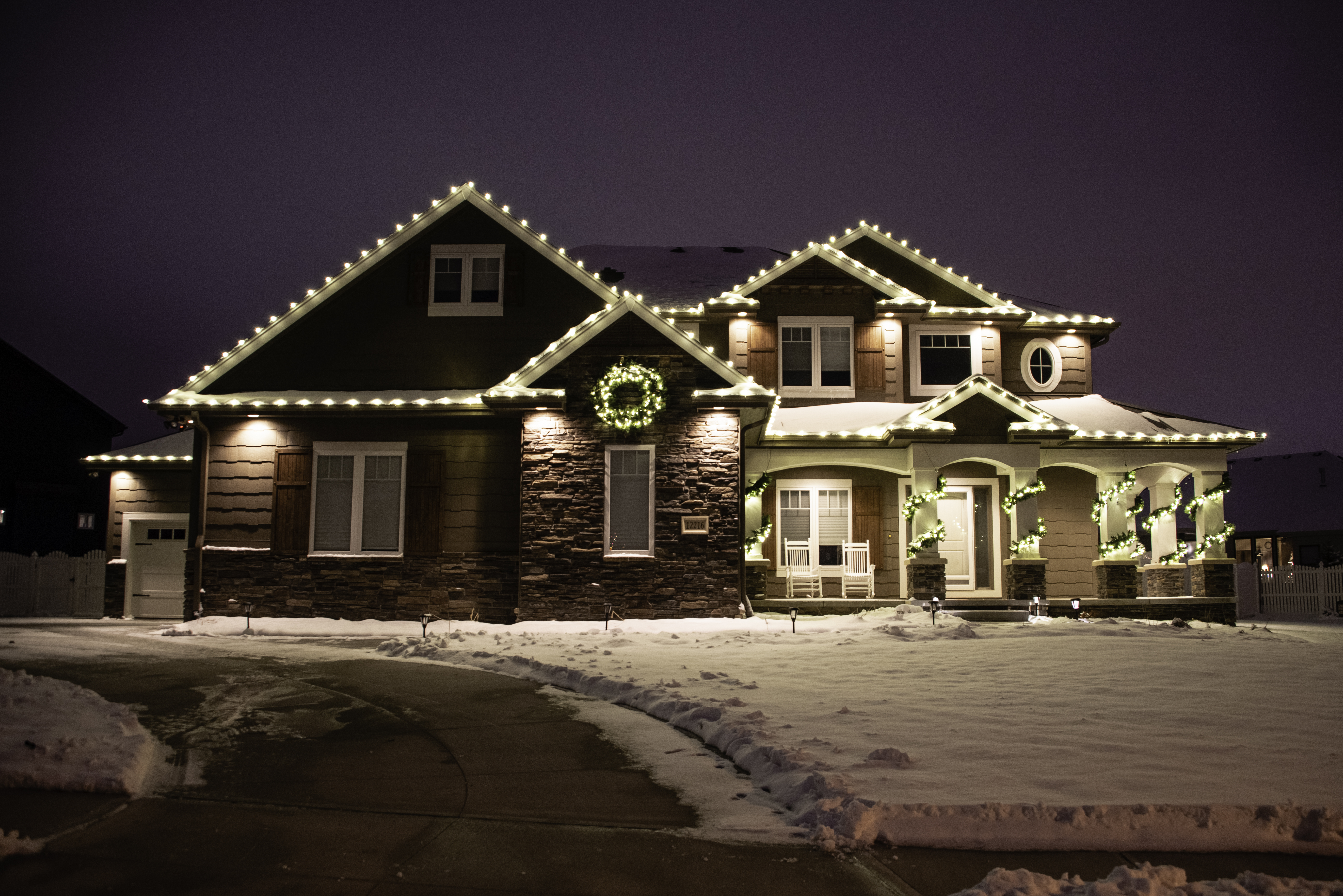 Home with Holiday Lighting