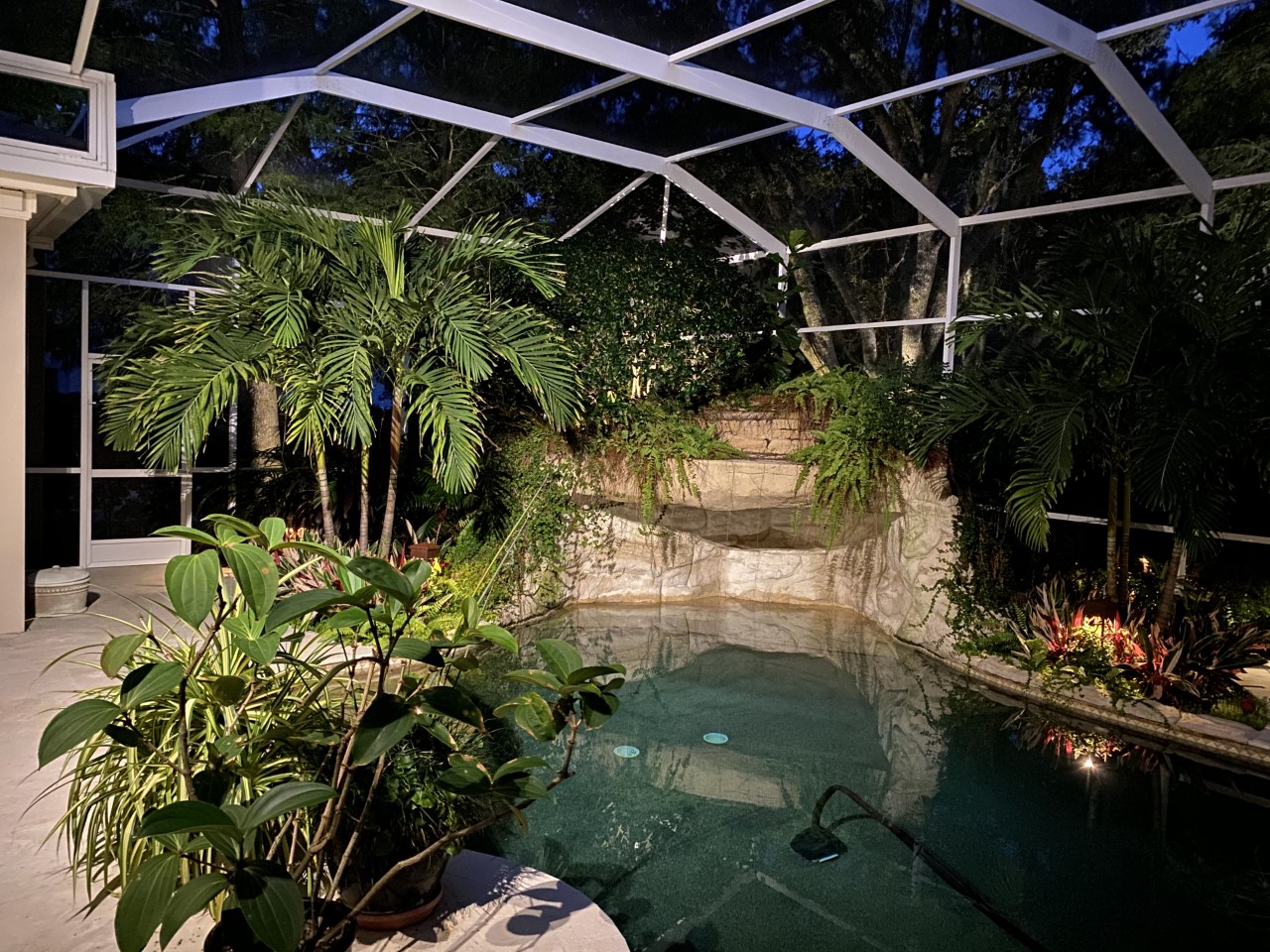 oldsmar pool and waterfall lighting