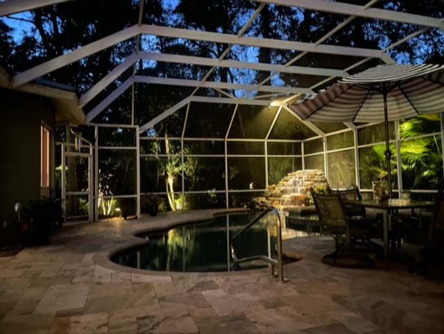 water feature lighting outdoor living space 