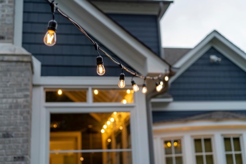 bistro lighting on patio