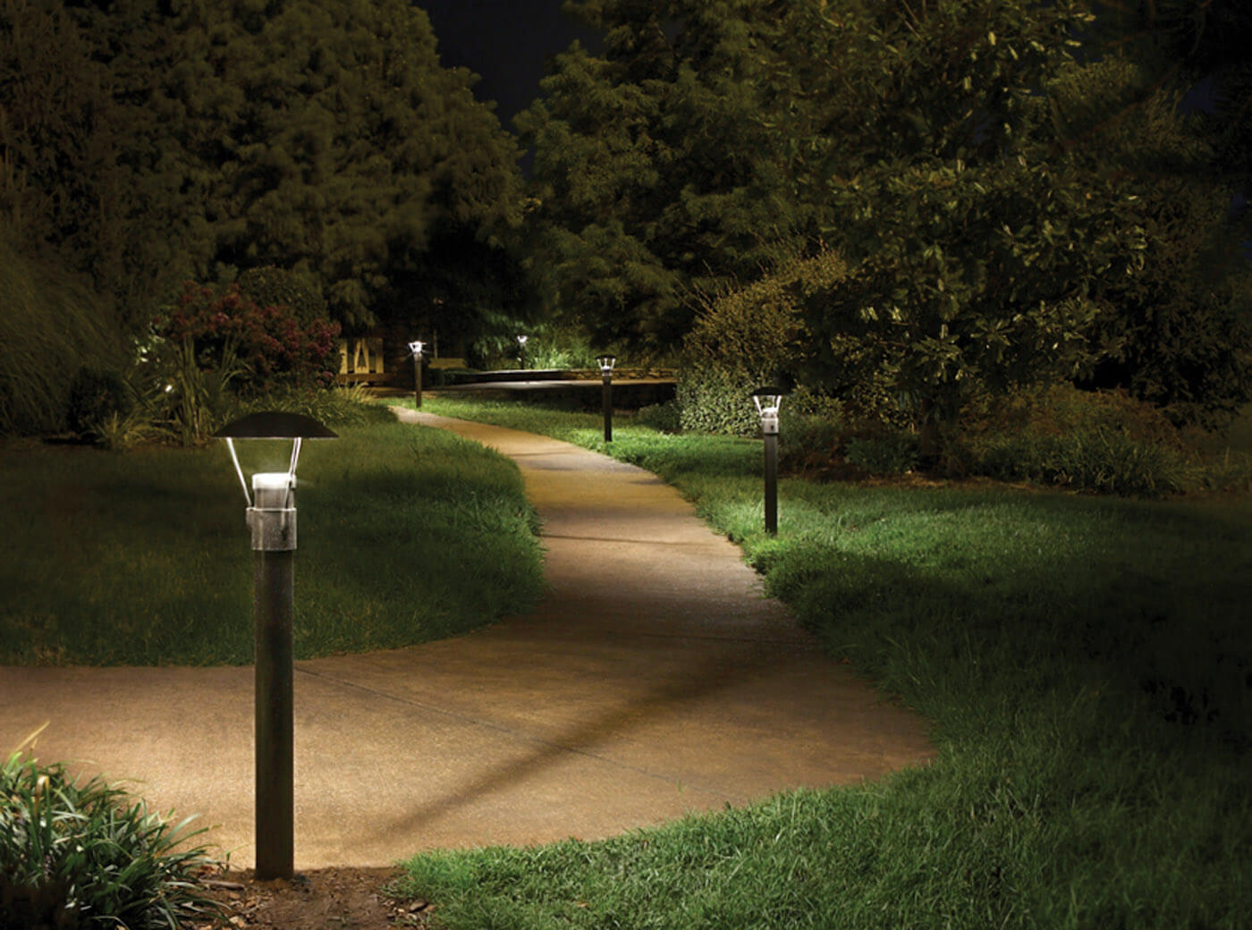 Park walking path light with light fixtures