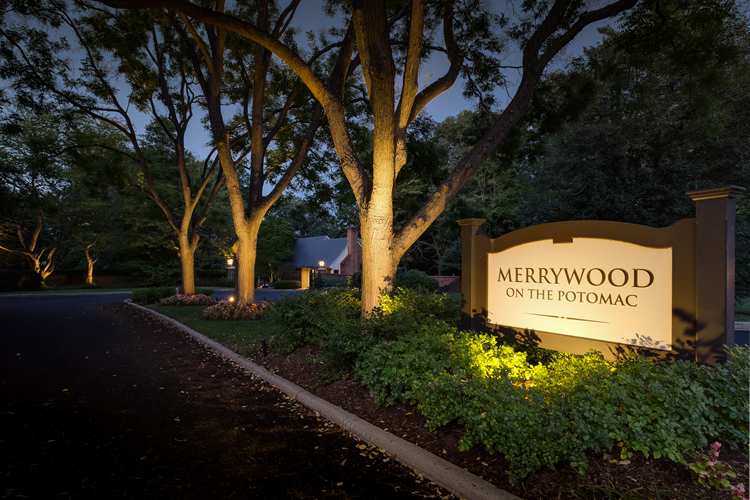 residential community entrance sign with lighting 