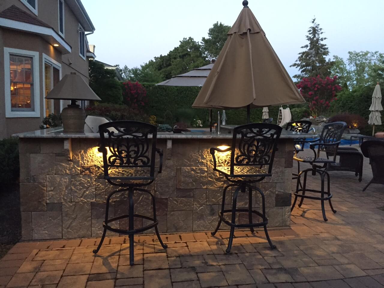Outdoor patio and kitchen area with under counter lighting