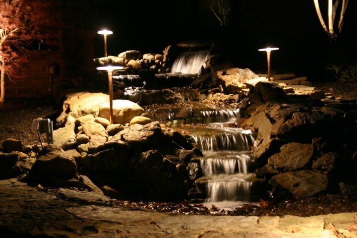 memphis water feature with lighting 