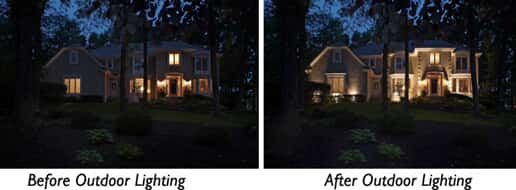Before and after outdoor lighting