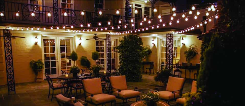bistro string outdoor living space lighting