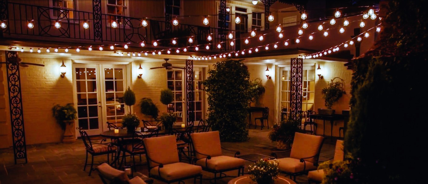deck lighting with beautiful string lights in Olive Branch, MS