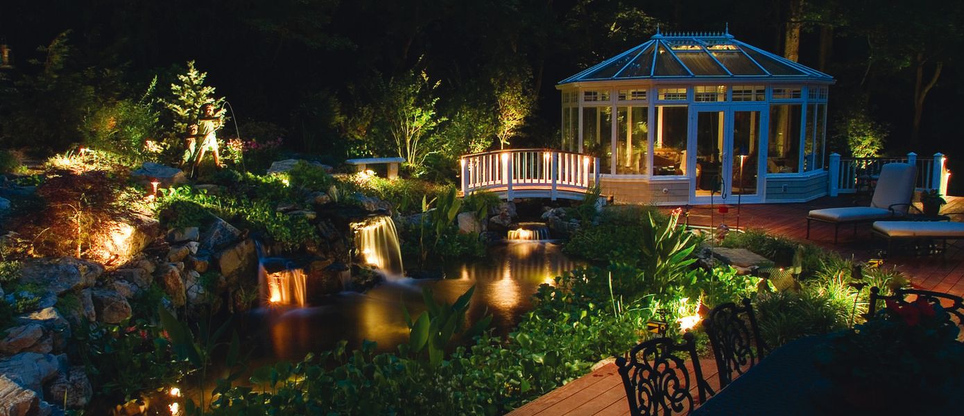 Lighting on a deck with a gazebo