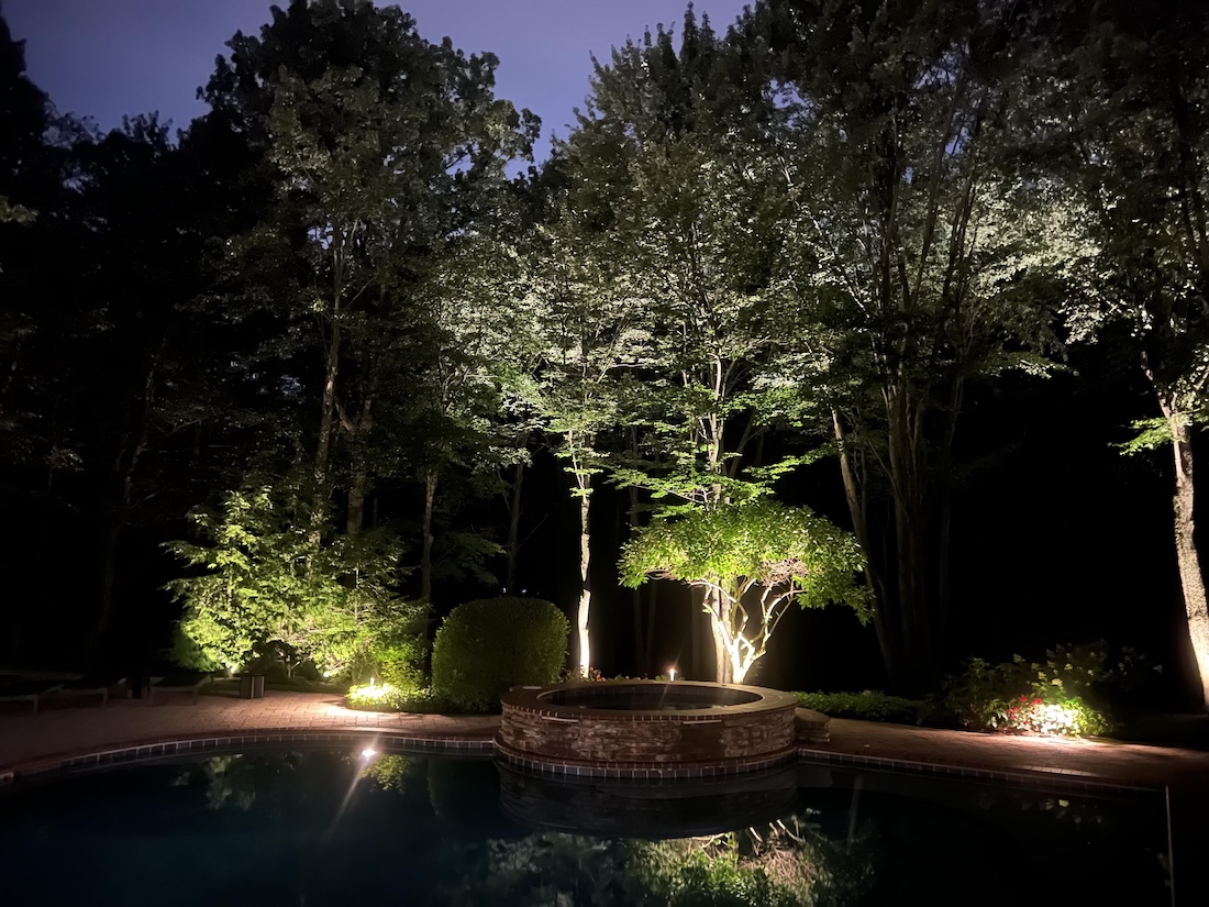 Professional outdoor lighting around pool in Fruit Cove