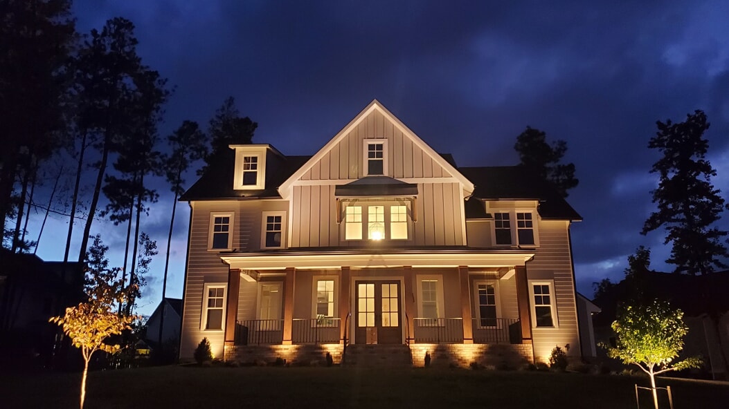 home with uplighting