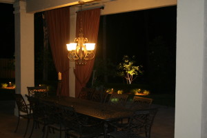 Lit outdoor lighting fixture