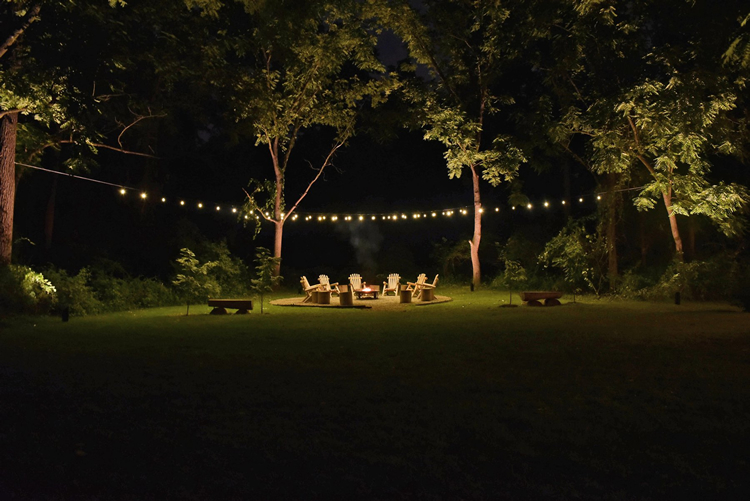 String Lights in Backyard