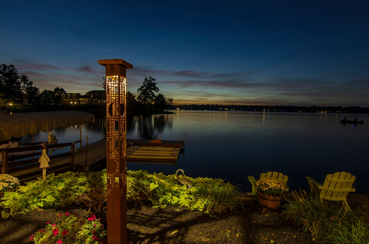 charlotte outdoor bollard light by lake